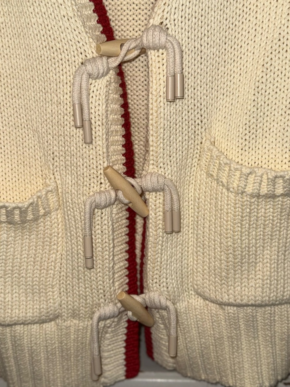 Avec Les Filles Xs cardigan sweater cardigan red trim toggle buttons plain back - Picture 5 of 6